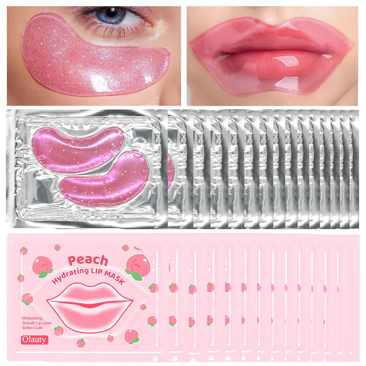 BliBling 30 Pairs Lip Mask &amp; Eye Mask,Under Eye Patches for Reducing Fine Lines &amp; Dark Circles,Collagen Crystal Lip Patches for Lip Spa Daily Labial Masks Hydrating Lip Treatment Christmas Gifts