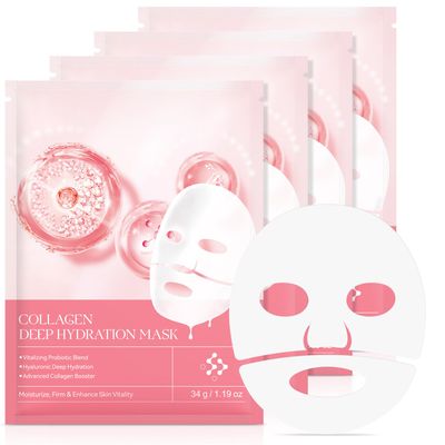 Collagen Face Mask - Deep Collagen Overnight mask, Hydrating Collagen Face Mask, Instant Hydrogel Anti Wrinkle Lifting Mask Firming, Moisturizing Sheet Mask, Collagen Night Wrapping Mask (4ea-Pink)