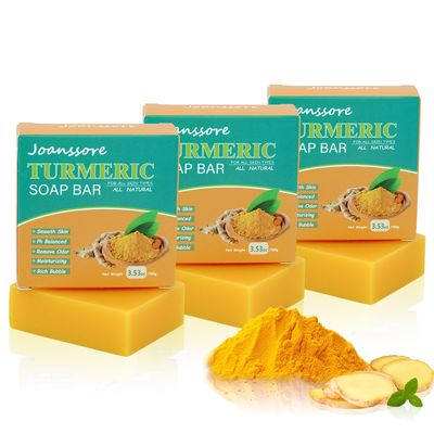 3 Pack Turmeric Soap Bar for Face &amp; Body Cleanser, All Natural Turmeric Soap, Organic Handmade Tumeric Soap Bar, Gentle Turmeric Face Soap, Smooth Skin and Moisturizing - for All Skin Types, 3.53oz