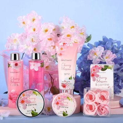 Gift Baskets for Women Body &amp; Earth Bath and Body Gift Set for Women, Cherry Blossom &amp; Jasmine Spa Gifts for Women Bath Gifts for Women, Regalos Para Mujer, Christmas Gifts for Women