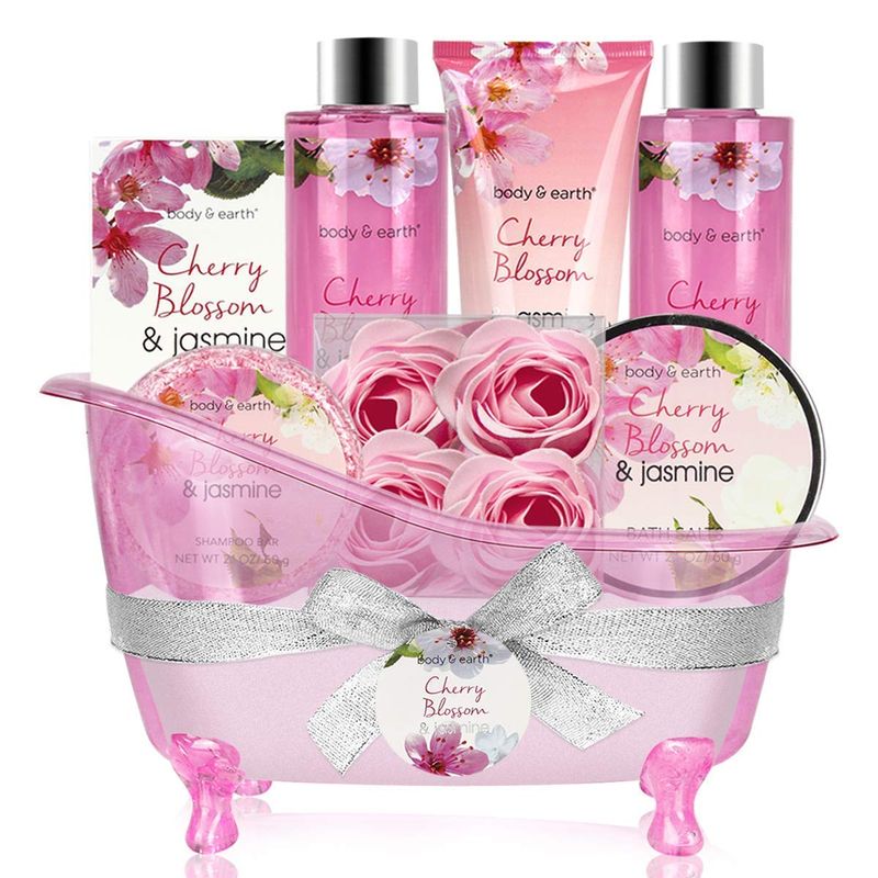 Gift Baskets for Women Body &amp; Earth Bath and Body Gift Set for Women, Cherry Blossom &amp; Jasmine Spa Gifts for Women Bath Gifts for Women, Regalos Para Mujer, Christmas Gifts for Women