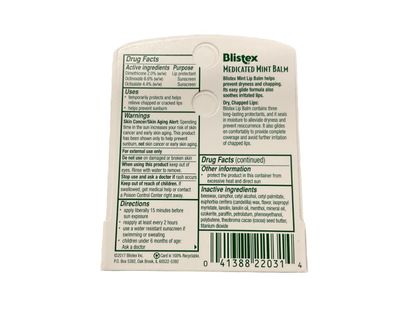 Blistex, Medicated Mint Balm, Lip Protectant/Sunscreen, SPF 15, .15 oz (4.25 g) - 2pc