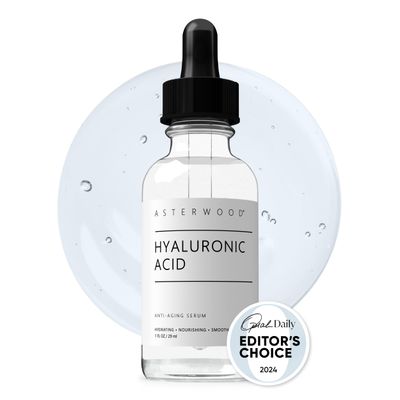 Asterwood Pure Hyaluronic Acid Serum for Face - Plumping, Anti-Aging &amp; Hydrating - Fragrance-Free, Pairs Well with Vitamin C Face Serum &amp; Hylunaric Acid Moisturizer, 29ml/1 oz