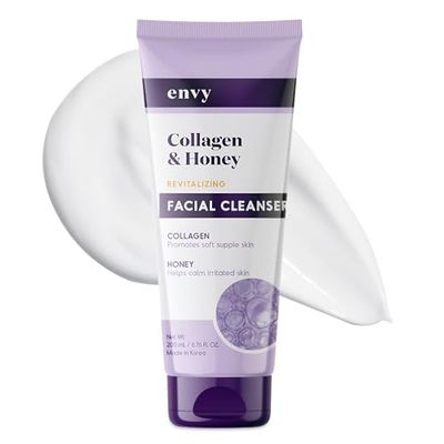 Envy Facial Cleanser with Collagen &amp; Honey - Reduces Fine Lines, Wrinkles &amp; Hydrates Skin - Clean, Cruelty-Free Korean Skin Care for All Skin Types - Dermatologist Tested - 6.76 oz