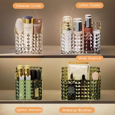 Gidary Cosmetics Makeup Organizer,Clear Diamond Crystal Makeup Organizer,skincare organizers,for Vanity Decor,Bathroom Countertops,Desk Storage Container,Cosmetic Display cases (White)