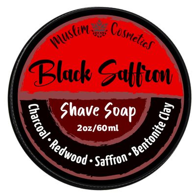 Charcoal Shave soap - Redwood &amp; Saffron - Mens Natural solid shaving cream - Moisturizing/Leaves skin soft // Made in Canada - Muslim Cosmetics - Black Saffron 2oz