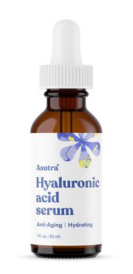 ASUTRA Hyaluronic Acid Serum for Face, 1 fl oz - Vitamin C &amp; E, Aloe, Green Tea, Geranium &amp; Jojoba Oil, Plumping Face Serum, Hydrating Facial Skin Care, Combat Signs of Aging