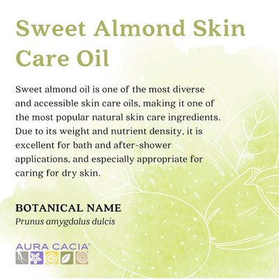 Aura Cacia Sweet Almond Skin Care Oil, 16-Ounce, Natural Source of Skin-Nourishing Fatty Acids &amp; Lipids, No Paraben