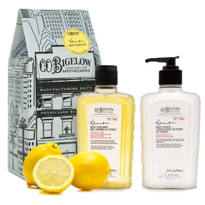 C.O. Bigelow Apothecary Duo, Lemon Body Care Gift Box with Body Soap &amp; Lotion, Gift Set of Two - Moisturizing Lotion &amp; Liquid Hand Wash for Dry Skin - 10fl oz Each