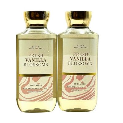 Bath &amp; Body Works Shower Gel, Set of 2 Bottles, Each Bottle 10oz (Fresh Vanilla Blossoms)