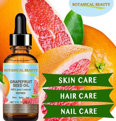 GRAPEFRUIT SEED OIL. 100% Pure / Natural / Undiluted /Refined COLD PRESSED CARRIER OIL (Not Essential Oil). 0.5 Fl.oz.- 15 ml. For Skin, Hair and Lip Care. "One of the richest natural sources of