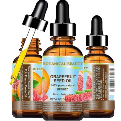 GRAPEFRUIT SEED OIL. 100% Pure / Natural / Undiluted /Refined COLD PRESSED CARRIER OIL (Not Essential Oil). 0.5 Fl.oz.- 15 ml. For Skin, Hair and Lip Care. &quot;One of the richest natural sources of