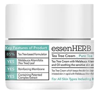 ESSENHERB Tea Tree Cream | Pure Tea Tree, Face moisturizer | For dry skin, skin-blemishes, all skin | Korean Skincare (50ml, 1.69 fl.oz)