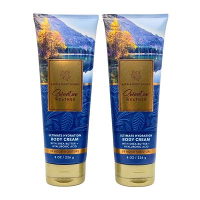 Bath &amp; Body Works Ultra Shea Body Cream, 8oz Each, Pack of 2 (Sweater Weather)