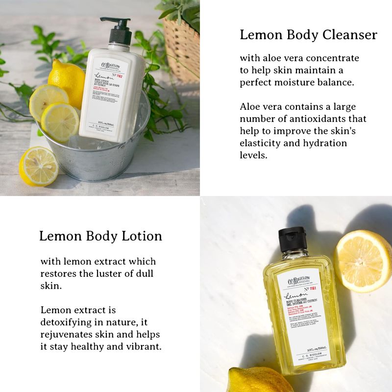 C.O. Bigelow Apothecary Duo, Lemon Body Care Gift Box with Body Soap &amp; Lotion, Gift Set of Two - Moisturizing Lotion &amp; Liquid Hand Wash for Dry Skin - 10fl oz Each