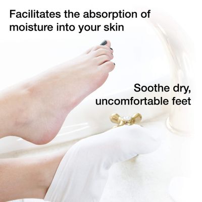 Eurow Moisturizing Cotton and Spandex Therapy Socks for Softening Dry Feet, Deep Hydration, and Spa-Like Skin Care Treatment, Perfect for Cracked Heels and Rough Skin, 2-Pair Set, White