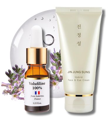 100% Pure Volufiline Concentrate Serum w/Non-sticky Face Moisturizer Hyrbrid Eye Cream 2.7 Oz - 7-Hyaluronic Acids Centella Asiatica, | Boosts Collagen for Sagging Mature Skin Korean Skincare