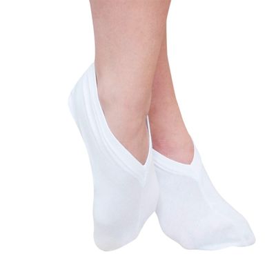 Eurow Moisturizing Cotton and Spandex Therapy Socks for Softening Dry Feet, Deep Hydration, and Spa-Like Skin Care Treatment, Perfect for Cracked Heels and Rough Skin, 2-Pair Set, White