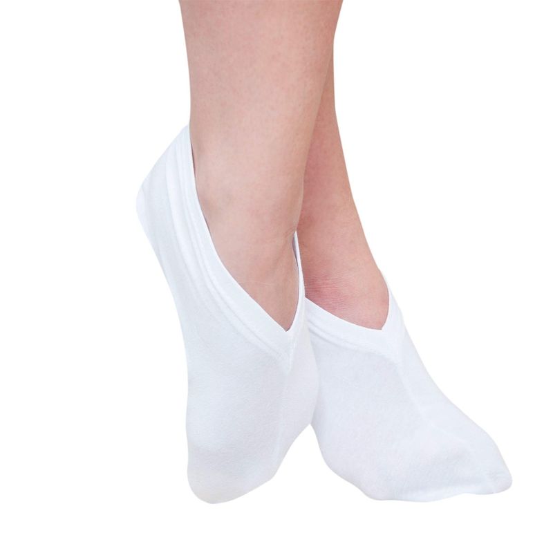 Eurow Moisturizing Cotton and Spandex Therapy Socks for Softening Dry Feet, Deep Hydration, and Spa-Like Skin Care Treatment, Perfect for Cracked Heels and Rough Skin, 2-Pair Set, White