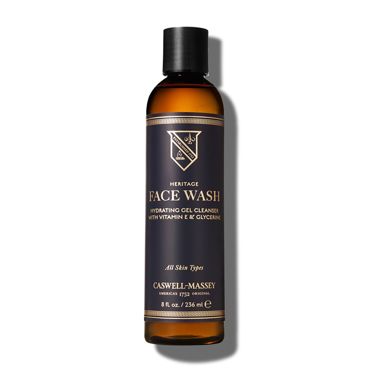 Caswell-Massey Heritage Face Wash, Mens Gel Cleanser for Sensitive Skin, with Vitamin E and Natural Orange Oil, 8 Fl Oz