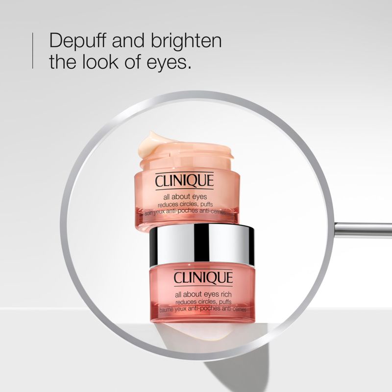 Clinique All About Eyes Lightweight Eye Cream With Vitamin C | Hydrating, Brightening, Depuffing + Dark Circle Reducing, Mini Travel Size, 0.5 Ounce