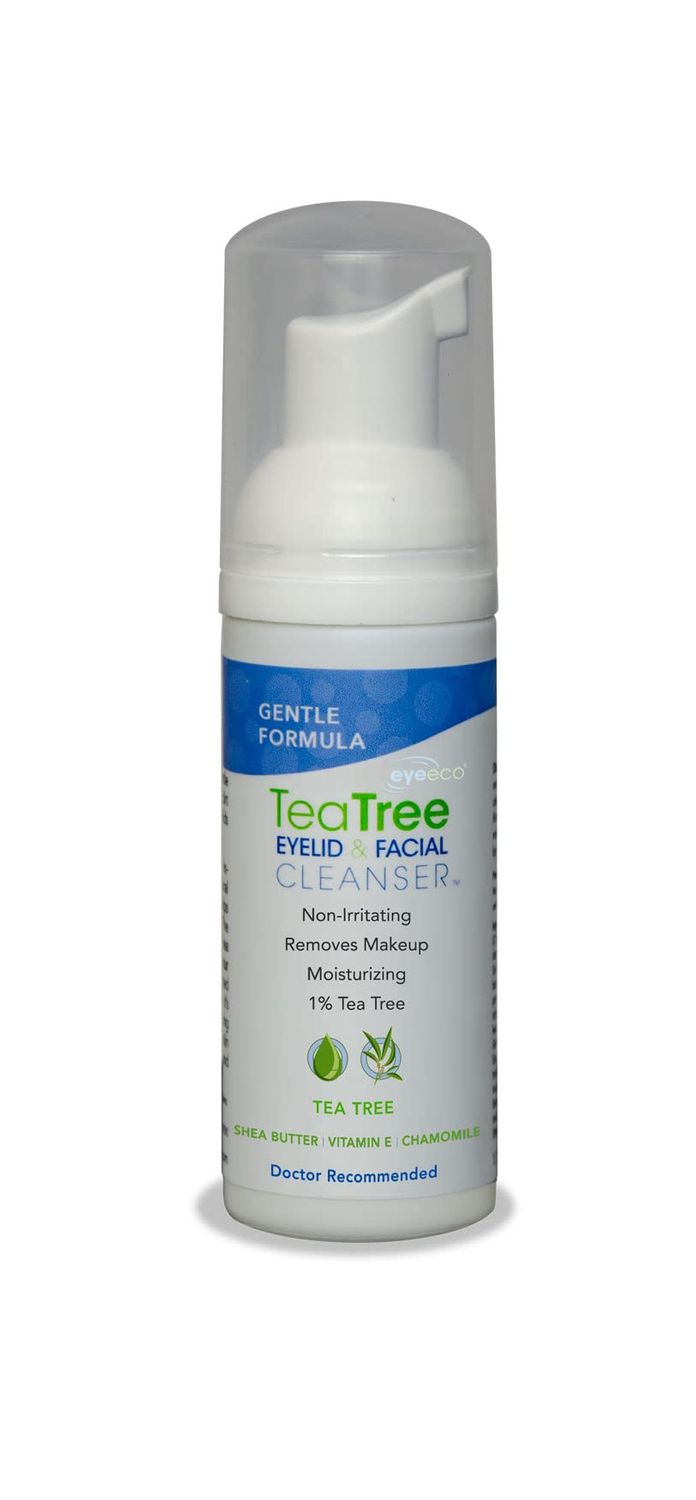 EYEECO Gentle Tea Tree Oil Foaming Facial Cleanser - 1.6oz - Non-Irritating Eyelid Cleanser &amp; Face Wash with Tea Tree, Chamomile &amp; Shea Butter