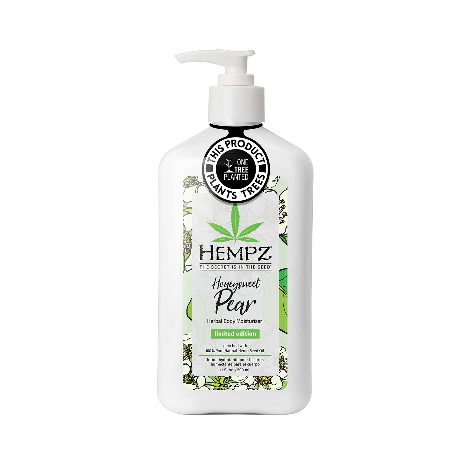 Hempz Body Lotion - Honeysweet Pear Limited Edition Daily Moisturizing Cream, Shea Butter, Agave, Pear Fruit Hand and Body Moisturizer - Skin Care Products, Hemp Seed Oil - 17 Fl Oz