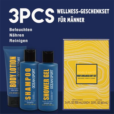 Bath and Body Gift Set for Men Body Wash Set with Fresh Ocean Scent Shower Gel, Body Lotion, Shampoo, Birthday Gifts for Men,regalos para hombre,Christmas Gifts for Men
