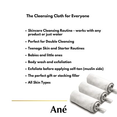 3 Pack Double Sided Muslin &amp; Microfibre Face Cleansing Cloths