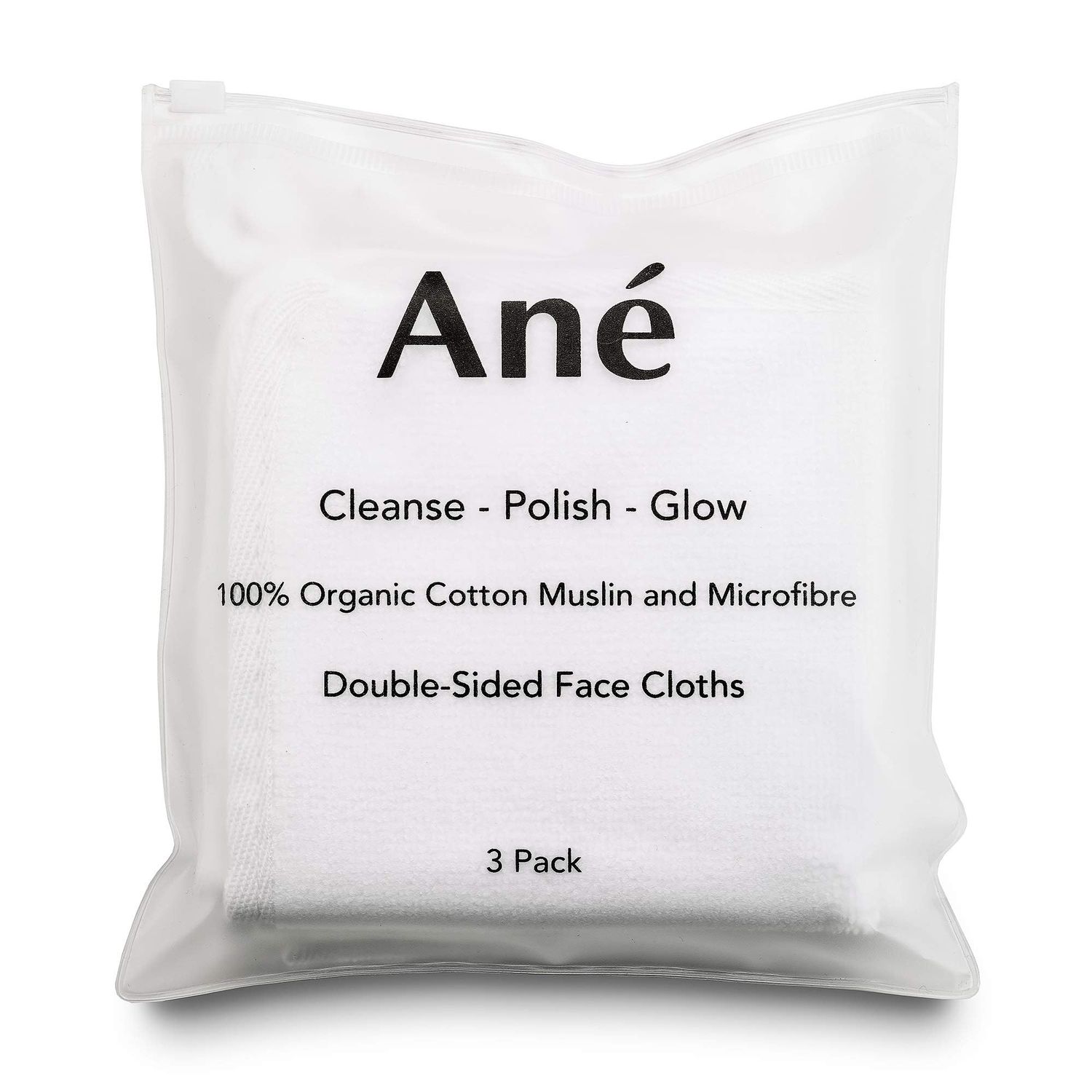 3 Pack Double Sided Muslin &amp; Microfibre Face Cleansing Cloths