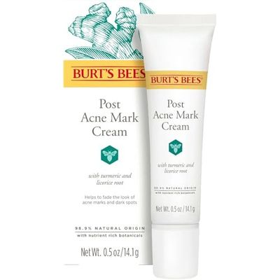 Burts Bees Post Acne Mark Cream for All Skin Types, Gentle Dark Spot Correcting Cream for Face, College Back to School Dorm Essentials, Formulated with Turmeric, 0.5 Oz.