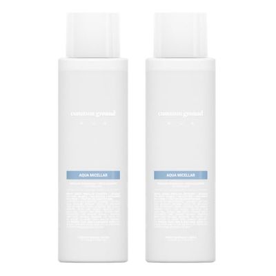 COMMON GROUND NUE Aqua Micellar Water Makeup Remover 3-in-1 Cleanser, Astringent, Makeup Remover, Non-Greasy, No-Rinse, Hydrating, Plant-Based, Organic Aloe Vera &amp; Cucumber, 8.4 Fl Oz (Pack of 2)