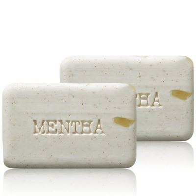 C.O. Bigelow Mentha Exfoliating Bar Soap, No. 1413, 7 oz, Exfoliating Body Scrub Soap with Peppermint Oil &amp; Walnut Powder to Gently Cleanse and Smooth Dry, Rough Skin, Pack of 2