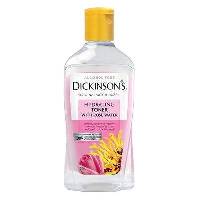 Dickinson&#39;s Enhanced Witch Hazel Hydrating Toner with Rosewater, Alcohol Free, 98% Natural Formula, 16 Fl Oz (Pack of 1)