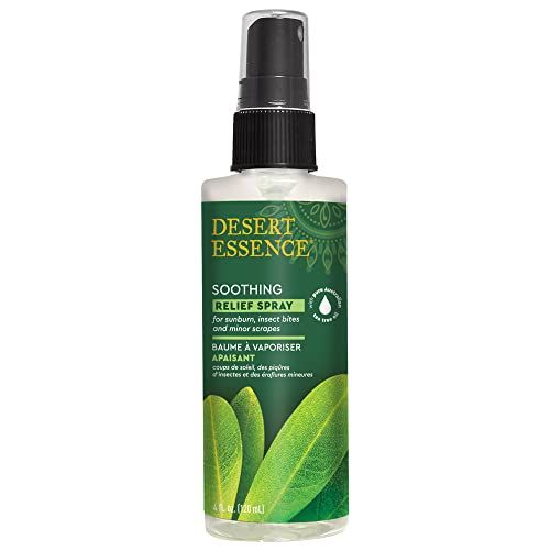 Desert Essence Relief Spray - 4 Fl Oz - Antiseptic Eco-Harvest Tea Tree Oil &amp; Other Essential Oils - Natural First Aid - Minor Burns - Sunburn - Insect Bites - Scrapes - May Comfort Aching Feet