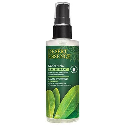 Desert Essence Relief Spray - 4 Fl Oz - Antiseptic Eco-Harvest Tea Tree Oil &amp; Other Essential Oils - Natural First Aid - Minor Burns - Sunburn - Insect Bites - Scrapes - May Comfort Aching Feet