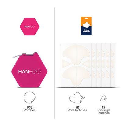 Hanhoo T-Zone Pore Patch and On the Go Blemish Patch Bundle, 132 Total Patches, Hydrocolloid Patches for Clogged Pores and Pimples, Shrinks Pimples, Blackhead and Acne Treatment, Korean Skincare