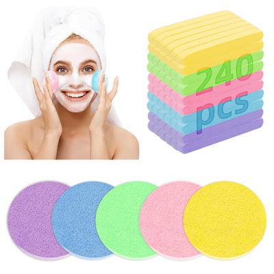 Facial Sponges - 240 Count - Efforest Compressed Face Sponge for Face Wash Cleansing, Sponges Pads Exfoliating Mask, Makeup Removal