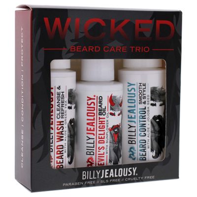 Billy Jealousy Wicked Beard Trio Kit with Beard Wash, Leave-In Beard Control and Devils Delight Beard Oil to Cleanse, Nourish, Soften &amp; Strengthen your Facial Hair