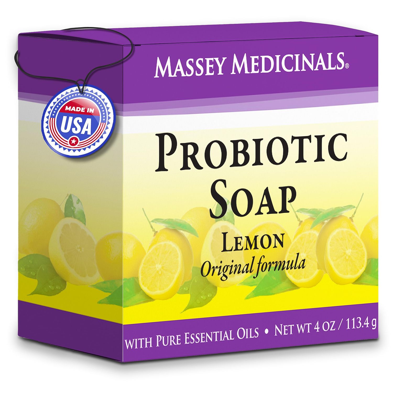 Candida Freedom Massey&#39;s CF 100% Natural Probiotic Soap Bar - Elevate Your Skincare Routine with Potent Tea Tree and Refreshing Lemon Essence - Pure Citrus Bliss 4oz