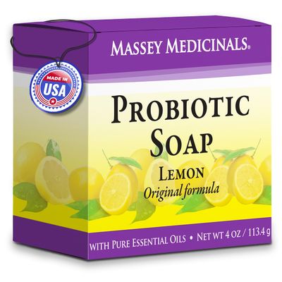 Candida Freedom Massey&#39;s CF 100% Natural Probiotic Soap Bar - Elevate Your Skincare Routine with Potent Tea Tree and Refreshing Lemon Essence - Pure Citrus Bliss 4oz