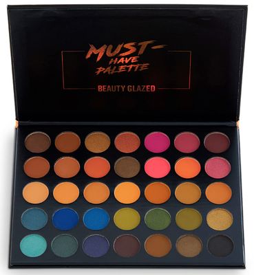 35 Colors Makeup Eyeshadow Palette Smoky Eye Shadow Palette Matte Shimmer Glitter Pigment Pressed Makeup Palette Waterproof Professional Long Lasting Charming Metallic Cosmetics Eye Shadow Palette