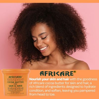 Africare Cocoa Butter 10.5 Oz - for Skin and Hair - Enriched With Vitamin E and Shea Butter