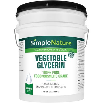 100% Pure Vegetable Glycerin - 5 Gallon with Easy-Pour Spout - Natural Pure Food/Cosmetic Grade for Skincare, Haircare, Cosmetics, Soapmaking, Crafts - Softening &amp; Moisturizing Multipurpose Humectant