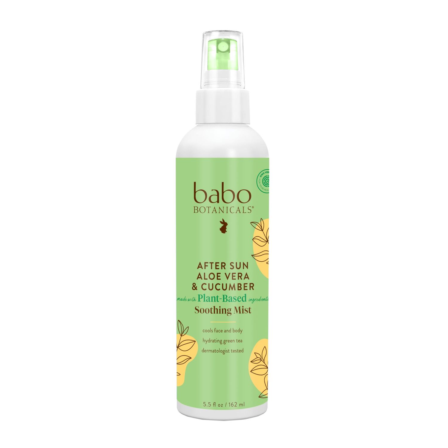 Babo Botanicals After Sun Soothing Mist - Aloe Vera &amp; Cucumber - For Face, Body &amp; Sensitive Skin - Non-Aerosol - No-touch application - EWG Verified - Alcohol-Free - Scented with cucumber extract