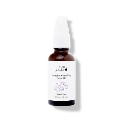 100% PURE Intensive Nourish Facial Oil Hydrating Face &amp; Body Moisturizer Natural Illuminating Dry Skincare for Women &amp; Men - Vegan - 1oz