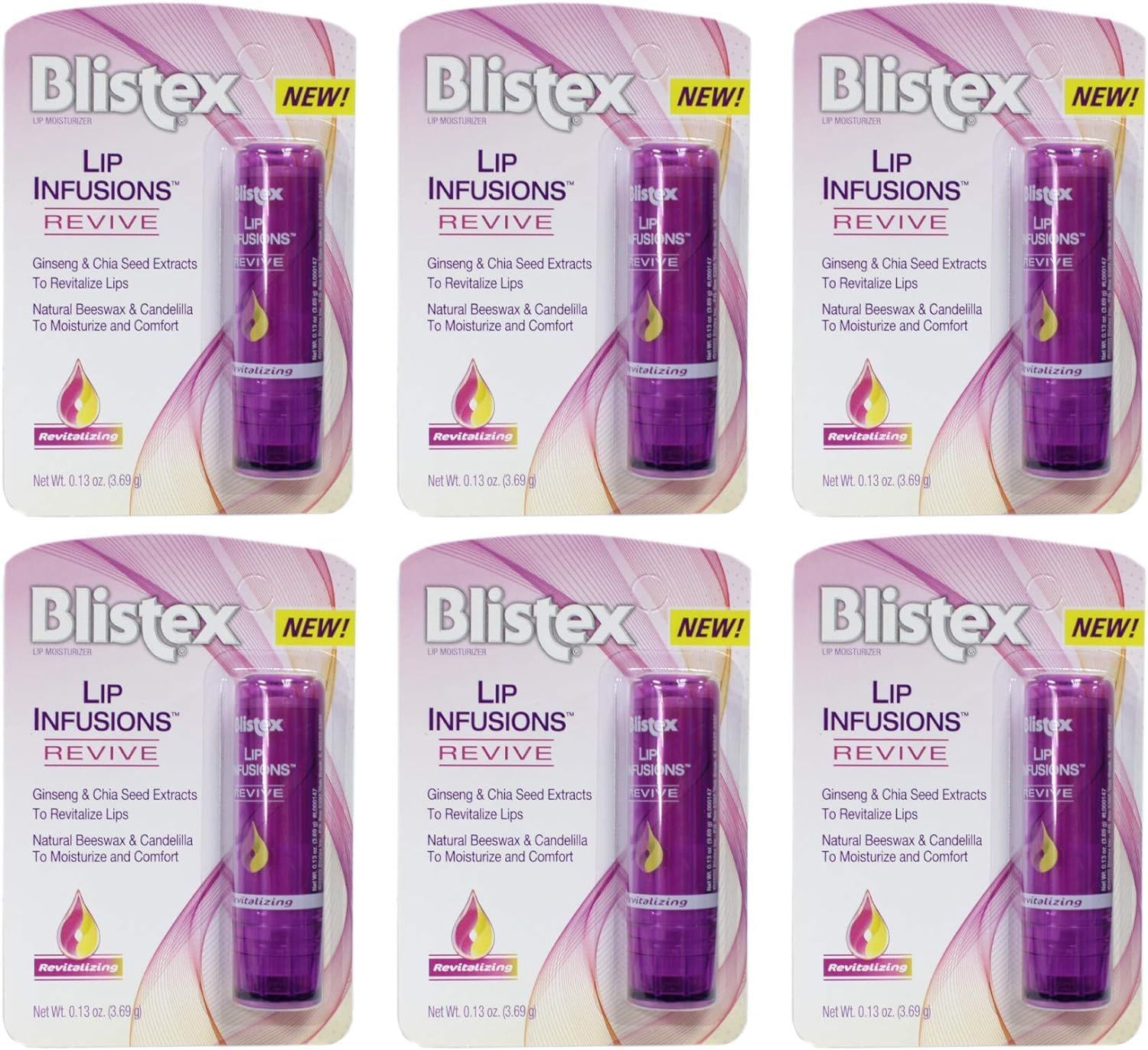 Blistex Lip Infusions Revive Lip Moisturizer 0.13 Ounce (6 Pack)