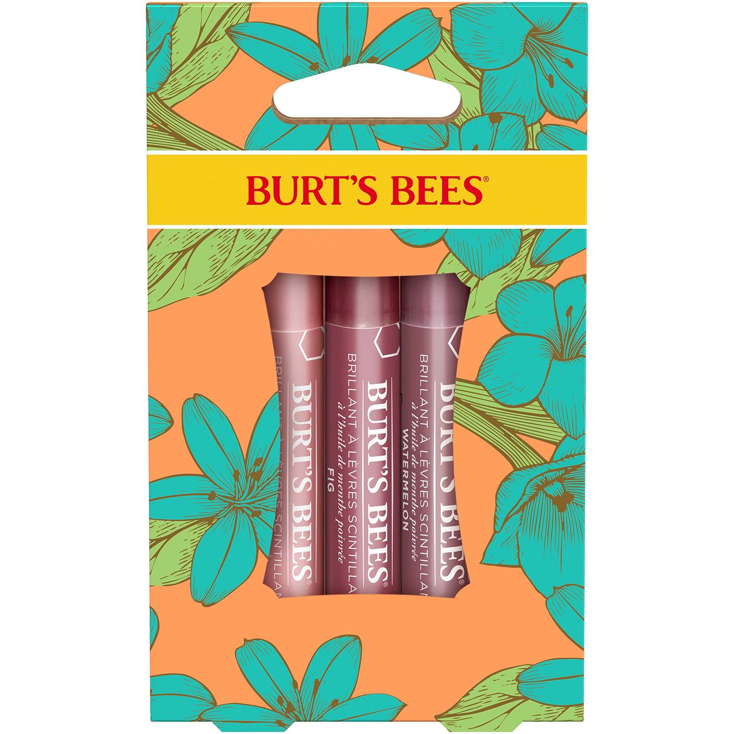 Burt&#39;s Bees Lip Balm Spring Gifts, 3 Nourishing Lip Care Shimmers for All Day Glow, Kissable Color Spring Gift Set -Peony, Fig &amp; Rhubarb (Packaging May Vary)