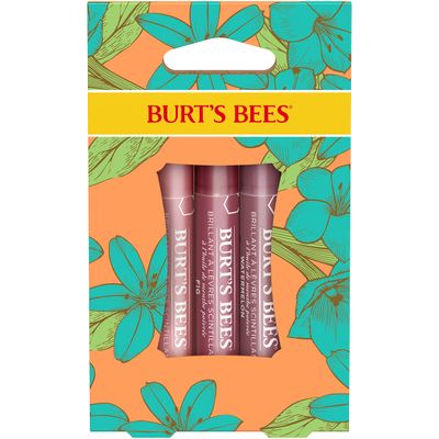 Burt&#39;s Bees Lip Balm Spring Gifts, 3 Nourishing Lip Care Shimmers for All Day Glow, Kissable Color Spring Gift Set -Peony, Fig &amp; Rhubarb (Packaging May Vary)