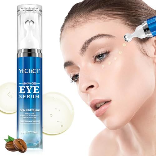 Eye Serum with Caffeine - Caffeine &amp; Retinol Eye Cream for Dark Circles - Under Eye Cream Morning Skincare - Hyaluronic Acid and Niacinamide Eye Cream - Daily Eye Serum for Eyelids Puffiness